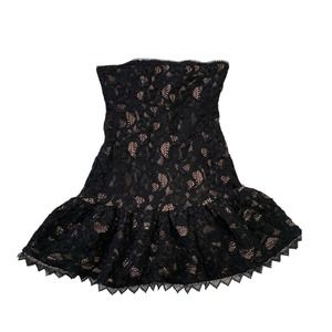 The Kooples Black Lace Strapless Ruffle Dress Rose Gold S